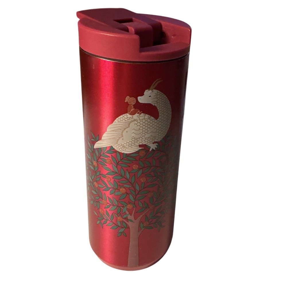 Starbucks 2023 Metallic Red Dragon Girl Vacuum Insulated Tumbler 12oz Travel Mug